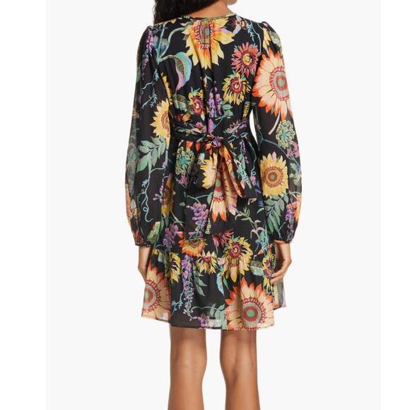 Banjanan Peony Long Sleeve Dress In Mid-summer Bumble Black Small - Picture 3 of 10